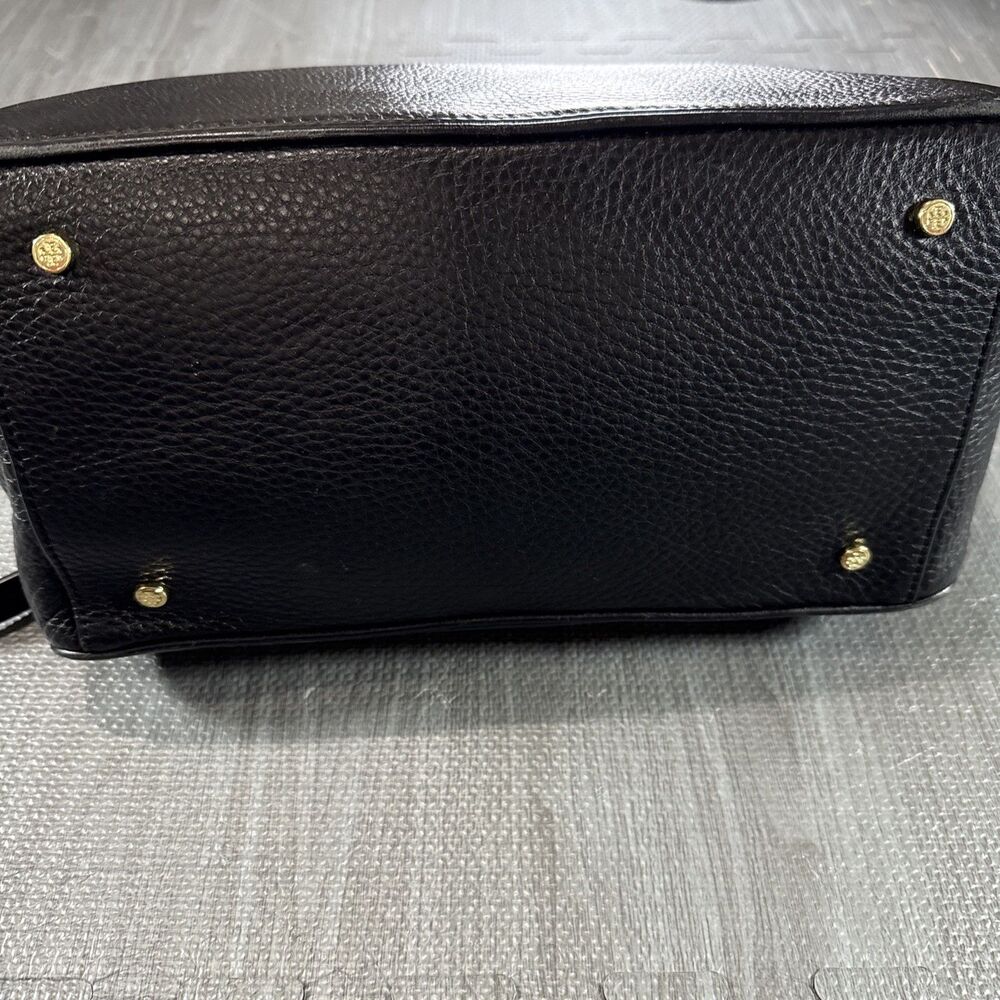 Tory Burch Robinson Pebbled Black Leather Satchel Tote Handles Strap - Picture 6 of 15